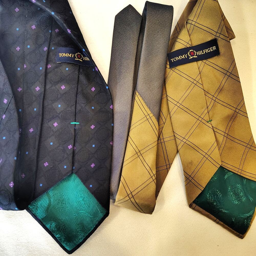 Vintage Tommy Hilfiger Tie Lot 2 Silk Designer Neckties 90s Preppy Wide